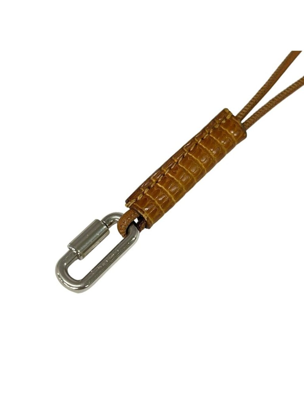 Hermes Necklace Curiosity Leather Brown Silver